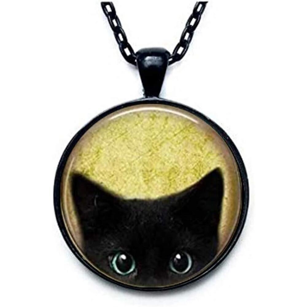 Cute Peeking Black Cat Necklace – Hypoallergenic Alloy Pendant with Chain